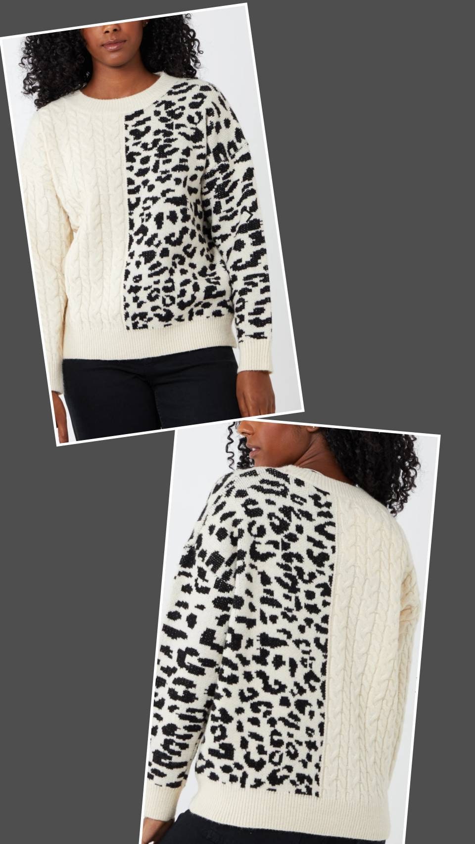 Soft chunky leopard print knitwear in blue, pink or cream