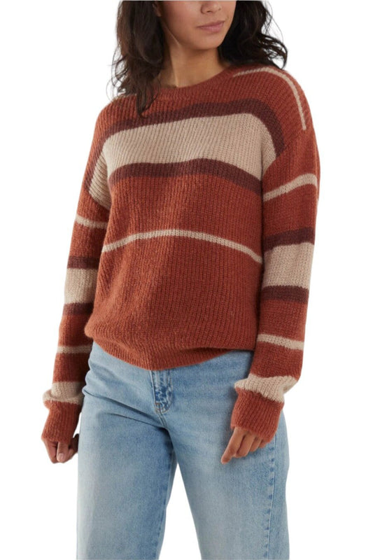 Round Neck burnt stripe jumper