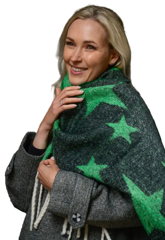 Green and grey star scarf