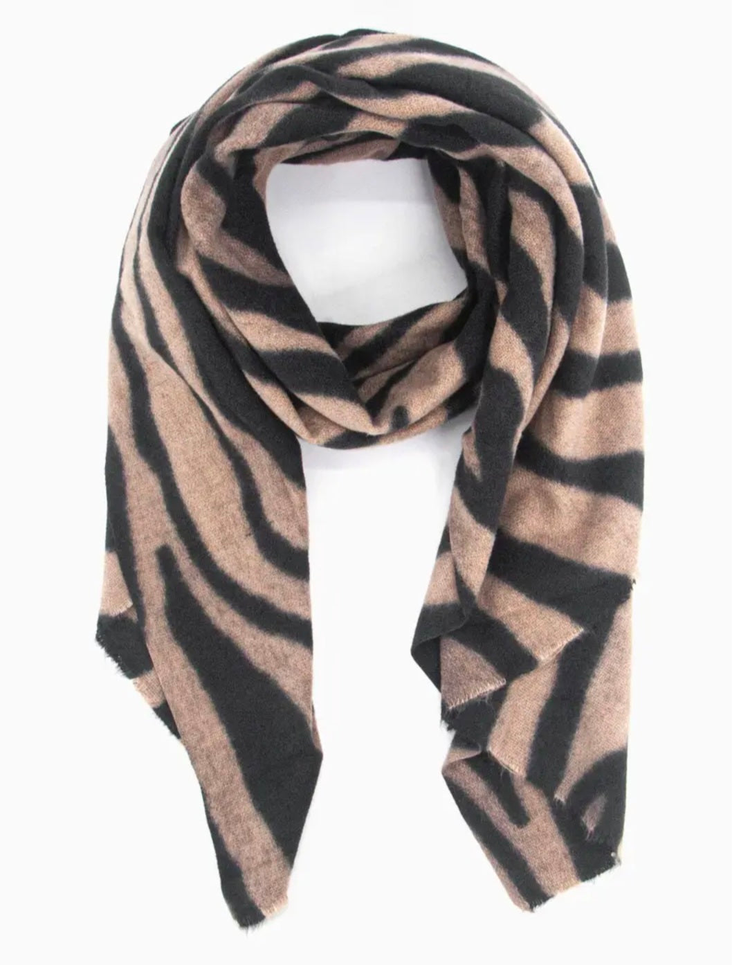 Zebra print scarf in green and brown mix